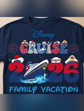 Disney Cruise 2026 Navy Blue Short Sleeve Tee